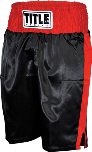 TITLE Classic Stock Boxing Trunks - Black/Red